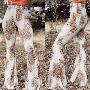 Faded Paisley Charm Flare Pants